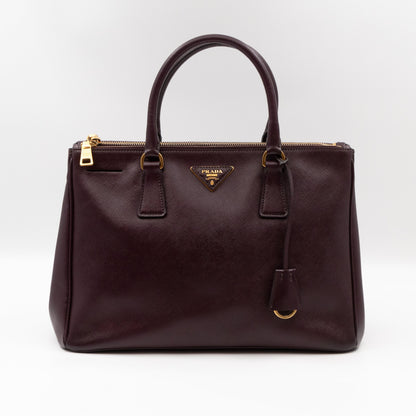 Galleria Large Double Zip Burgundy Saffiano Leather