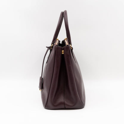 Galleria Large Double Zip Burgundy Saffiano Leather