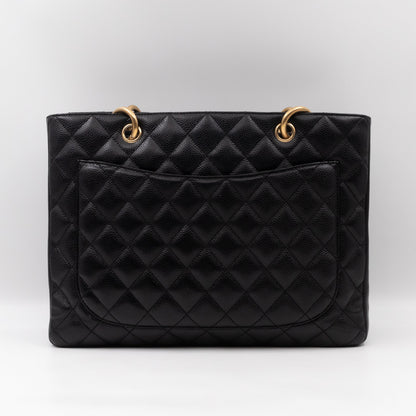 GST Grand Shopping Tote Black Caviar Gold