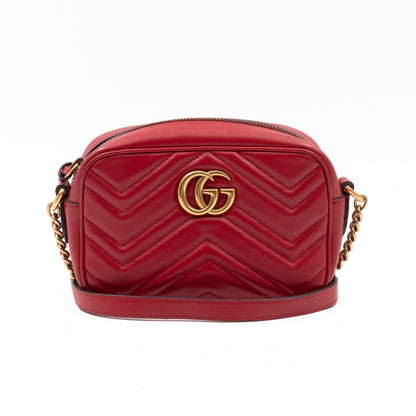 GG Marmont Matelassé Mini Red Leather