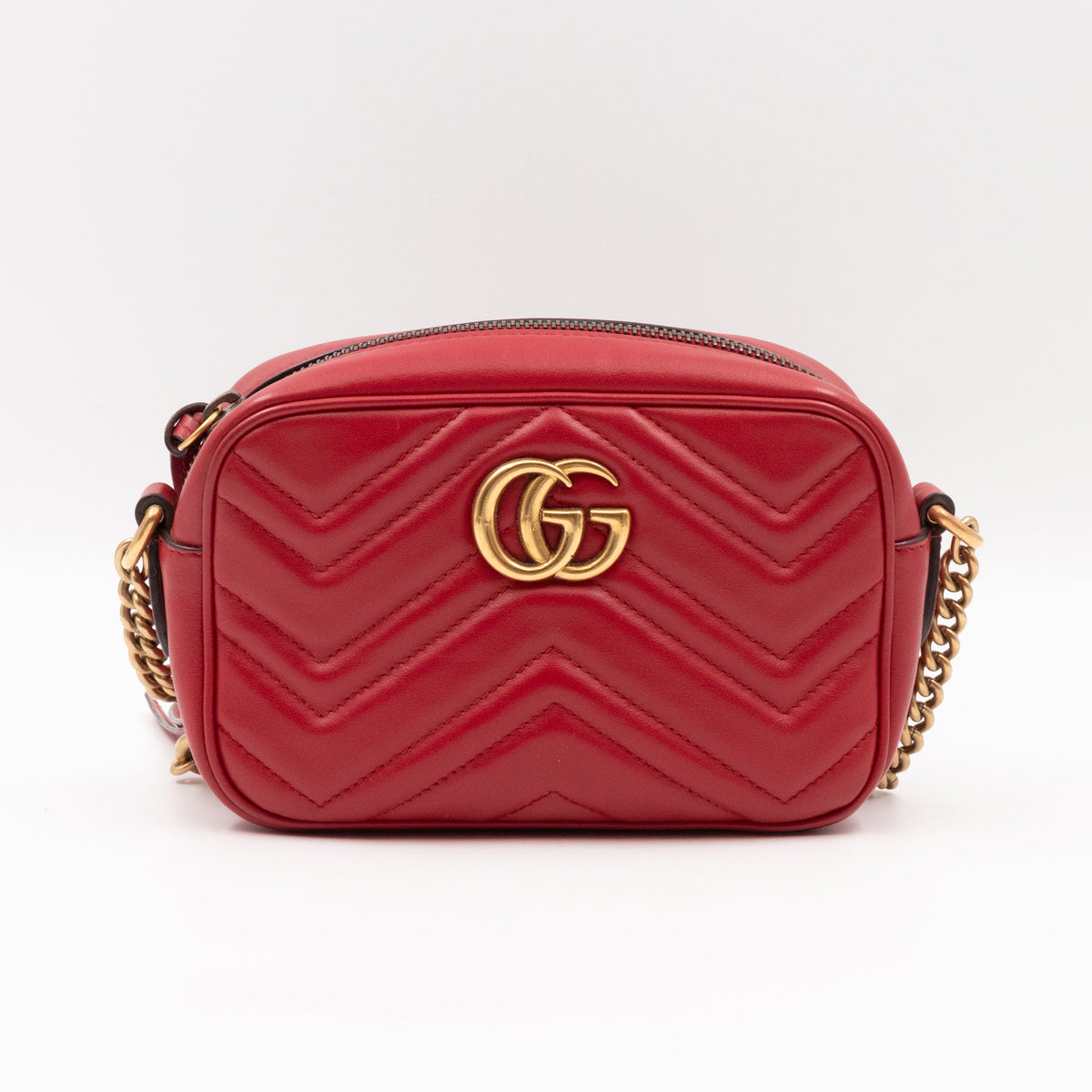 GG Marmont Matelassé Mini Red Leather