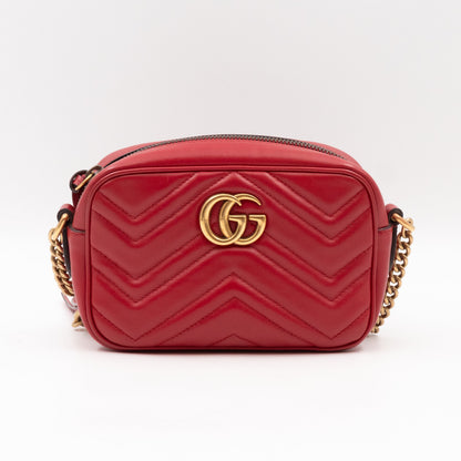 GG Marmont Matelassé Mini Red Leather