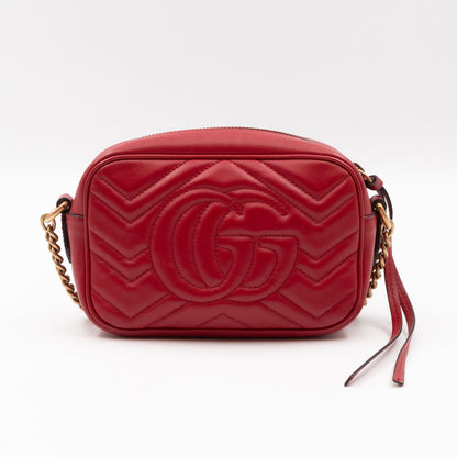 GG Marmont Matelassé Mini Red Leather