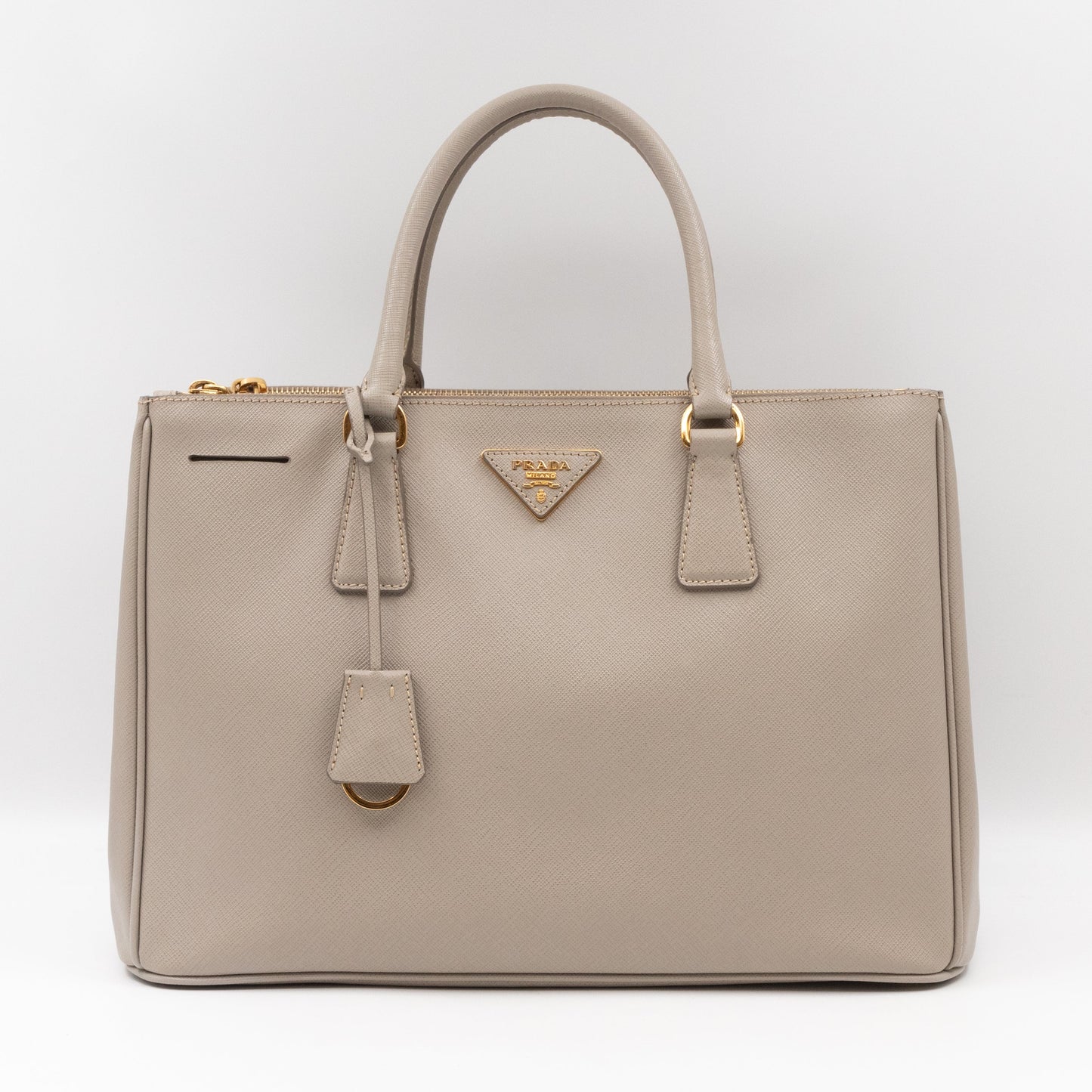 Galleria Large Double Zip Grey Taupe Saffiano Leather