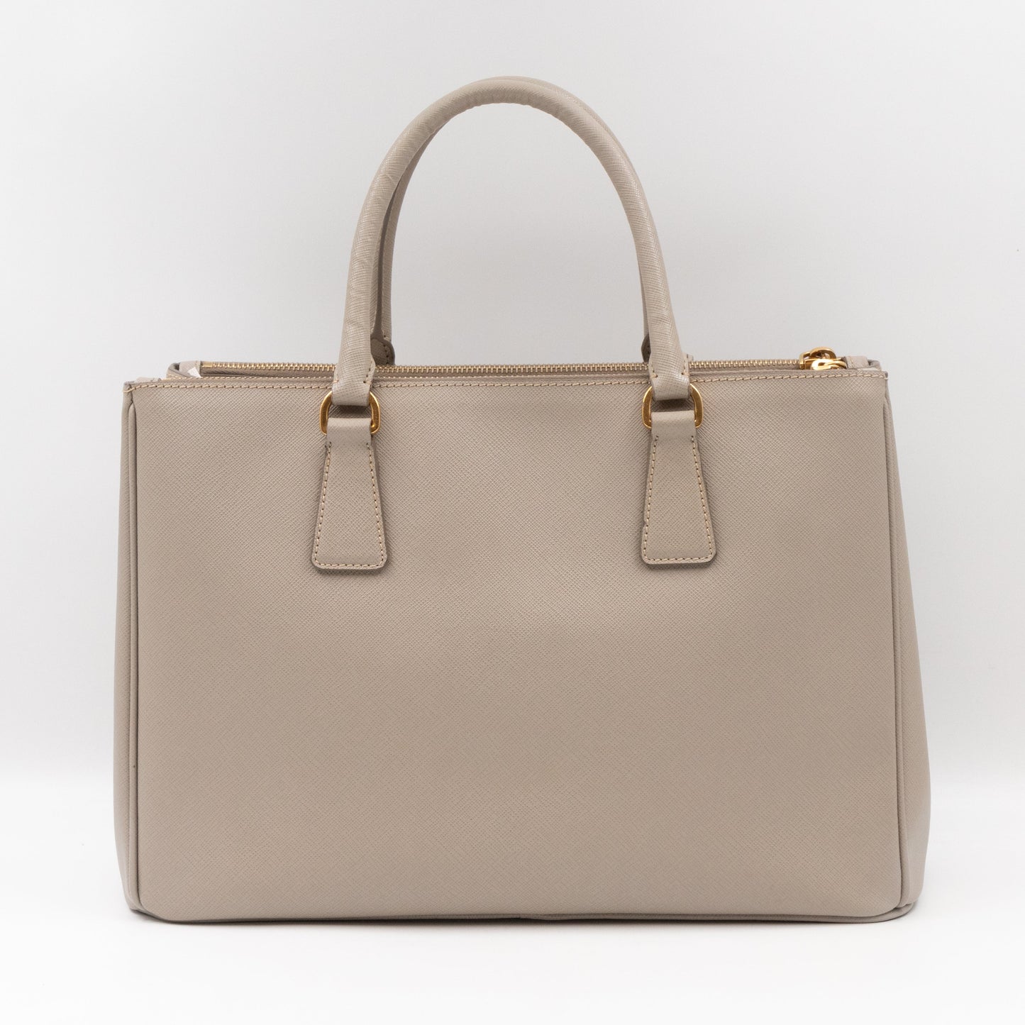 Galleria Large Double Zip Grey Taupe Saffiano Leather