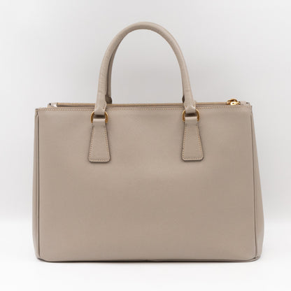 Galleria Large Double Zip Grey Taupe Saffiano Leather