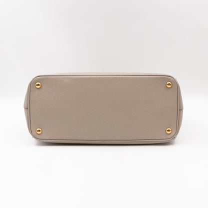 Galleria Large Double Zip Grey Taupe Saffiano Leather