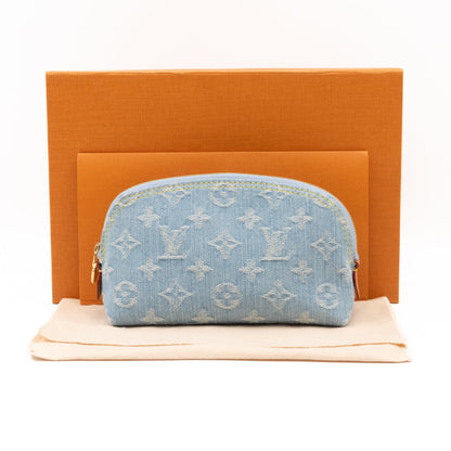 Cosmetic Pouch PM Monogram Sky Blue Denim