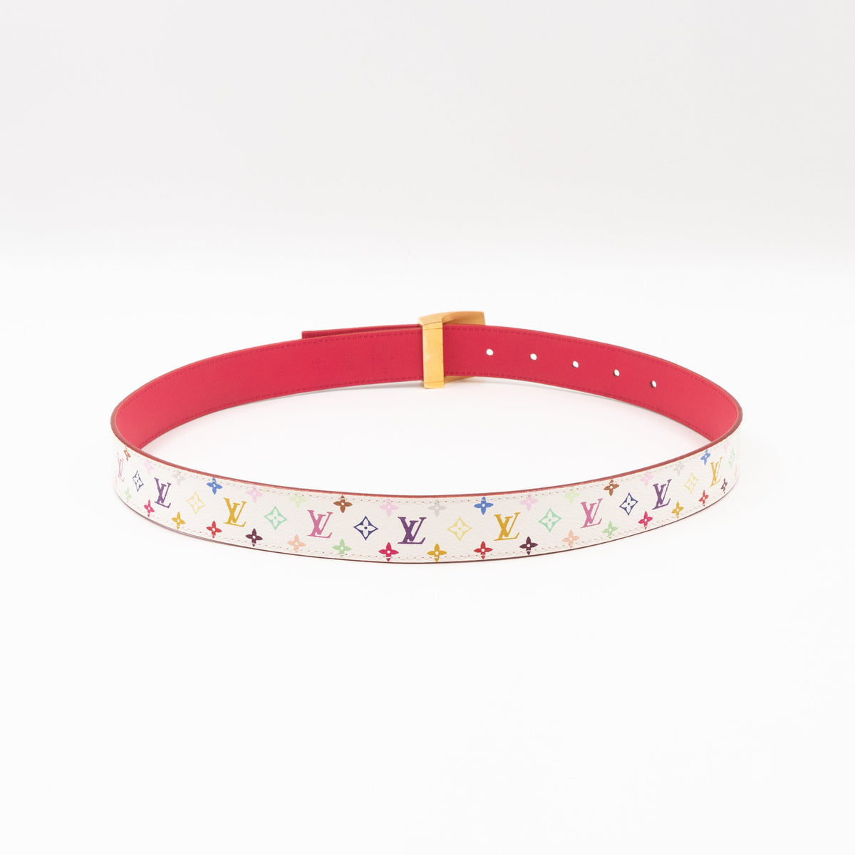 LV Cut Reversible Multicolore White Belt 80/32