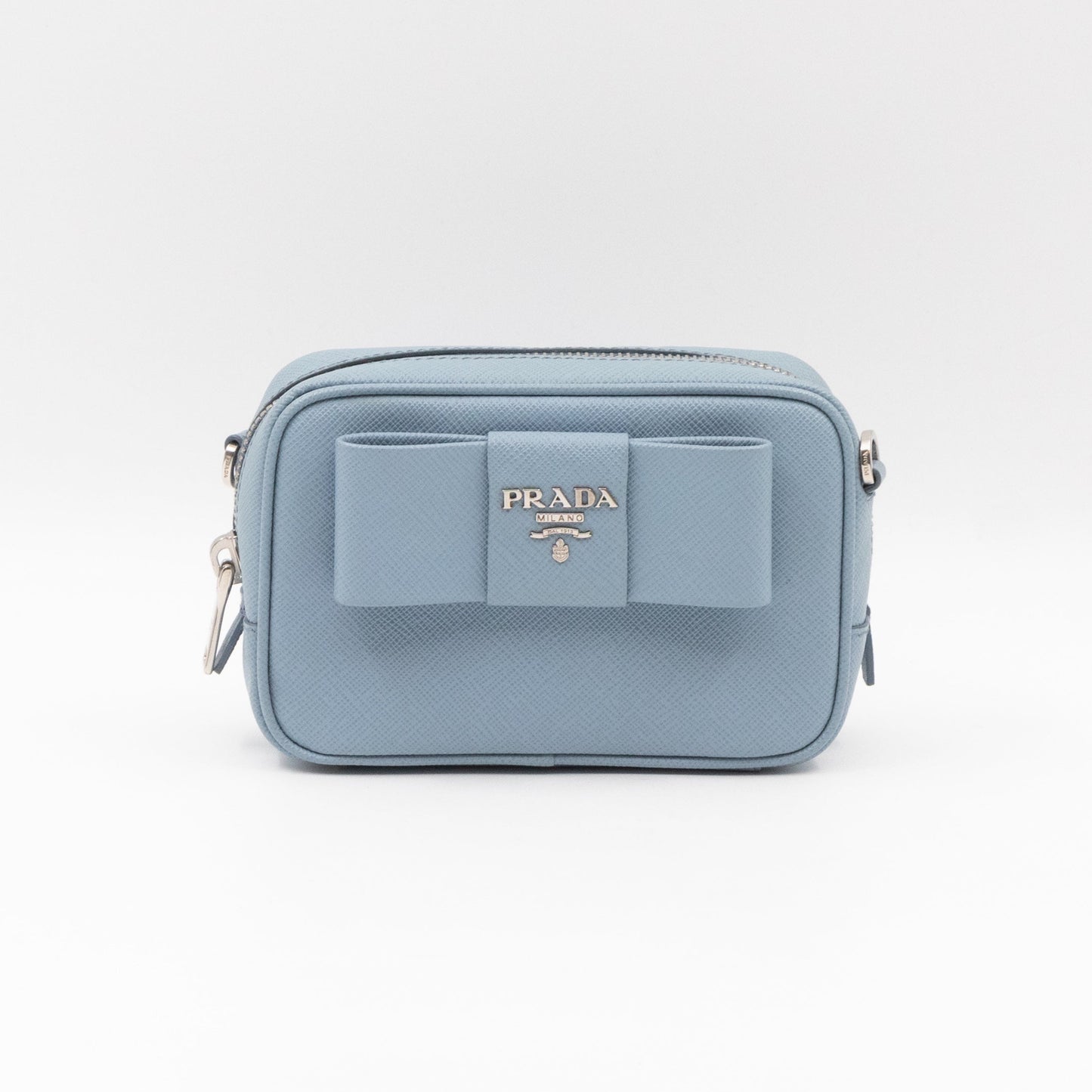 Bow Camera Bag Light Blue Leather