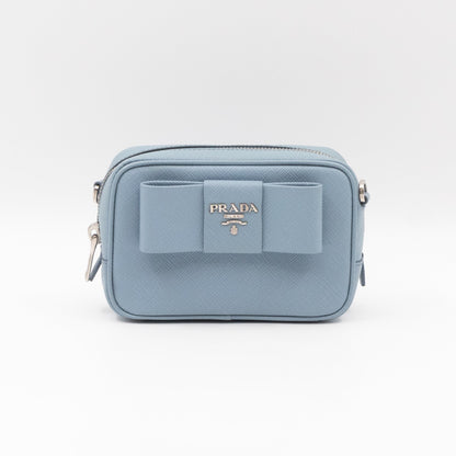 Bow Camera Bag Light Blue Leather