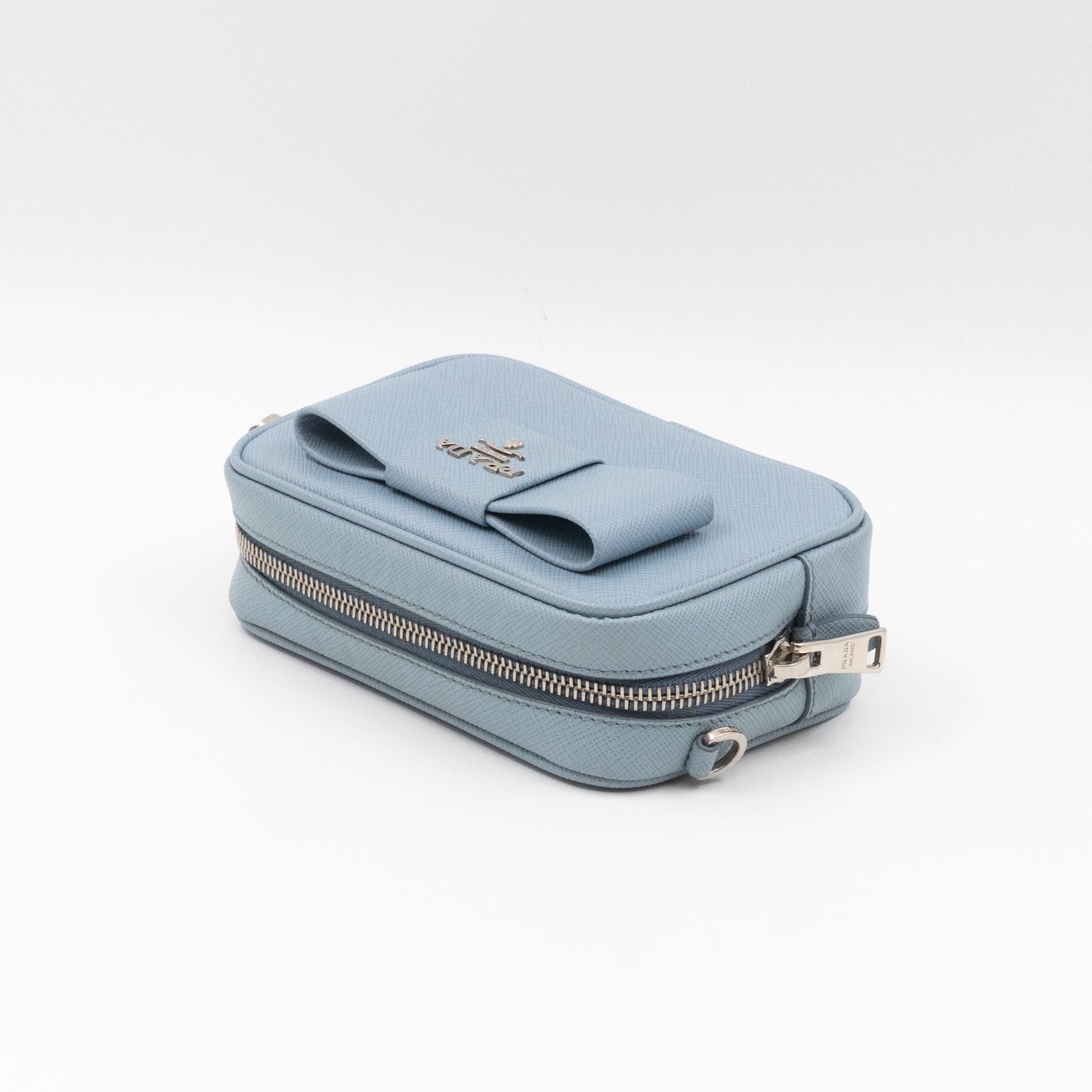 Bow Camera Bag Light Blue Leather