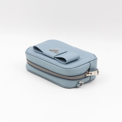 Bow Camera Bag Light Blue Leather