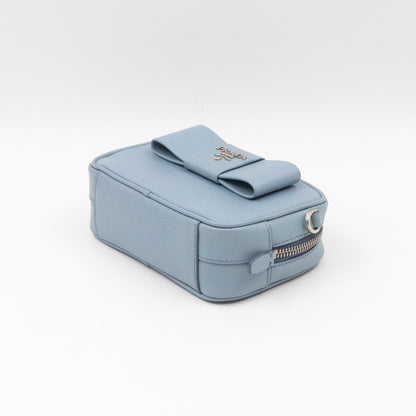 Bow Camera Bag Light Blue Leather