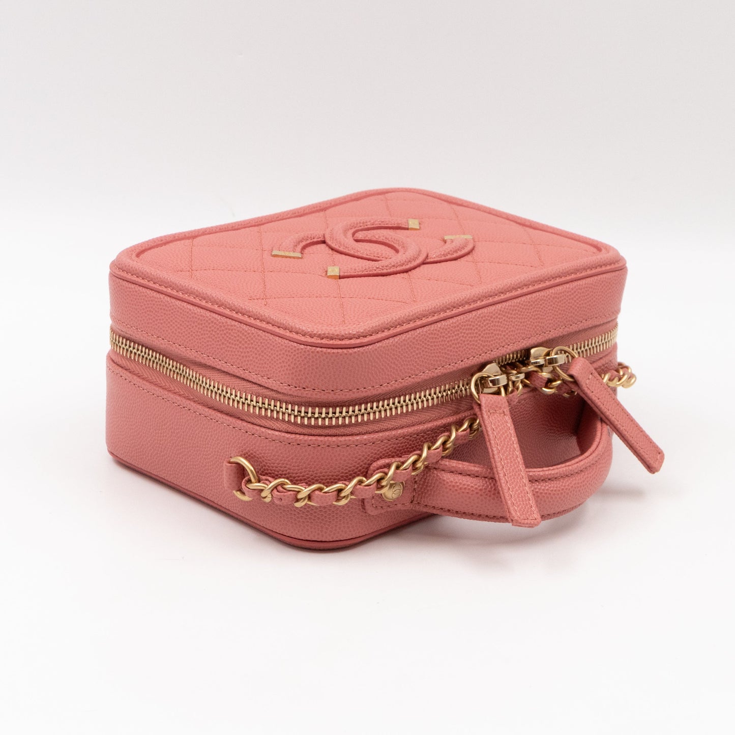 Small Vanity Filigree CC Caviar Light Pink & Gold
