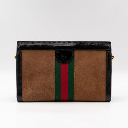 Ophidia Chain GG Small Shoulder Bag Brown Suede
