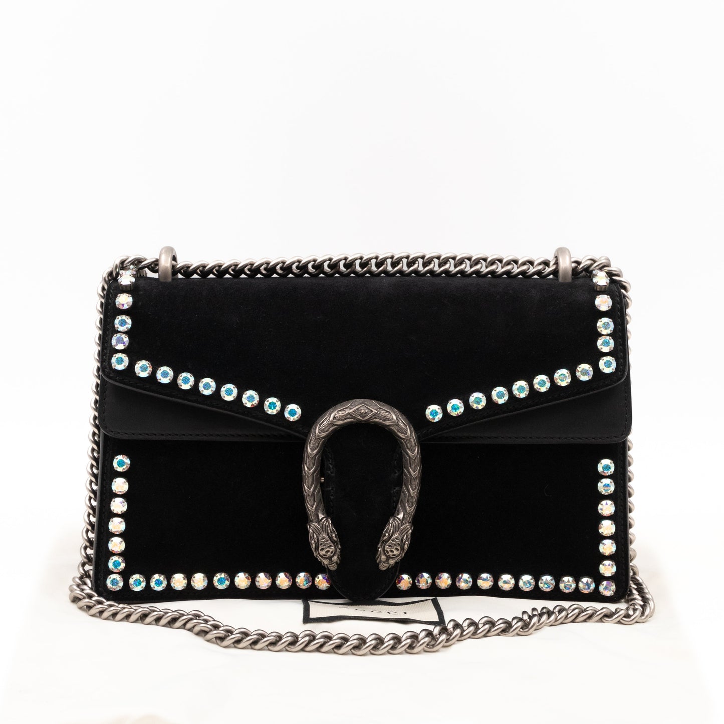 Dionysus Small Black Suede Leather with Crystal