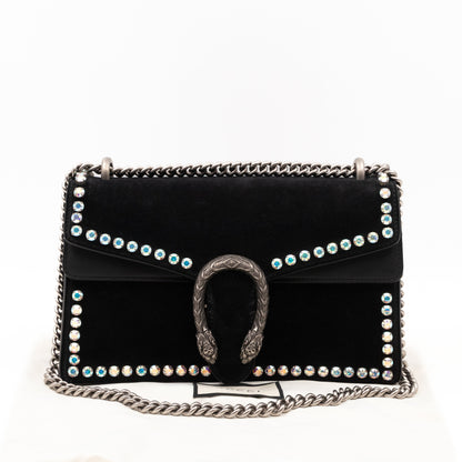 Dionysus Small Black Suede Leather with Crystal