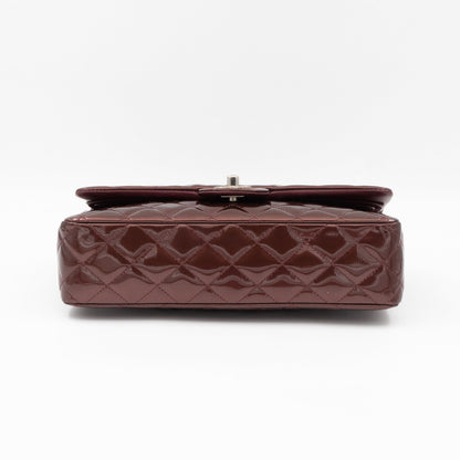 Classic Double Flap Medium Burgundy Metallic Striped Patent Leather