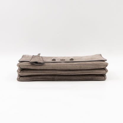 Chain Flap Shoulder Bag Grey Suede
