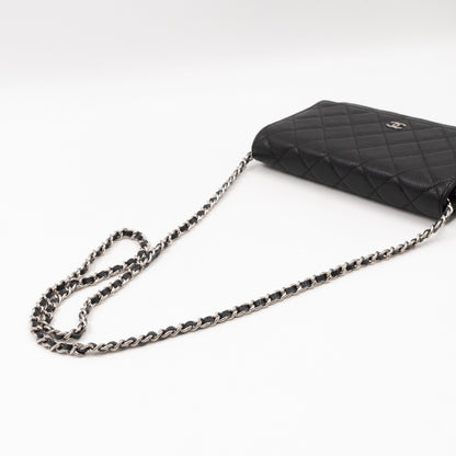 Classic Wallet On Chain Black Caviar Silver