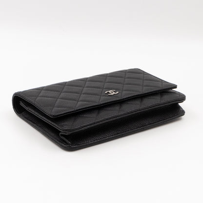 Classic Wallet On Chain Black Caviar Silver