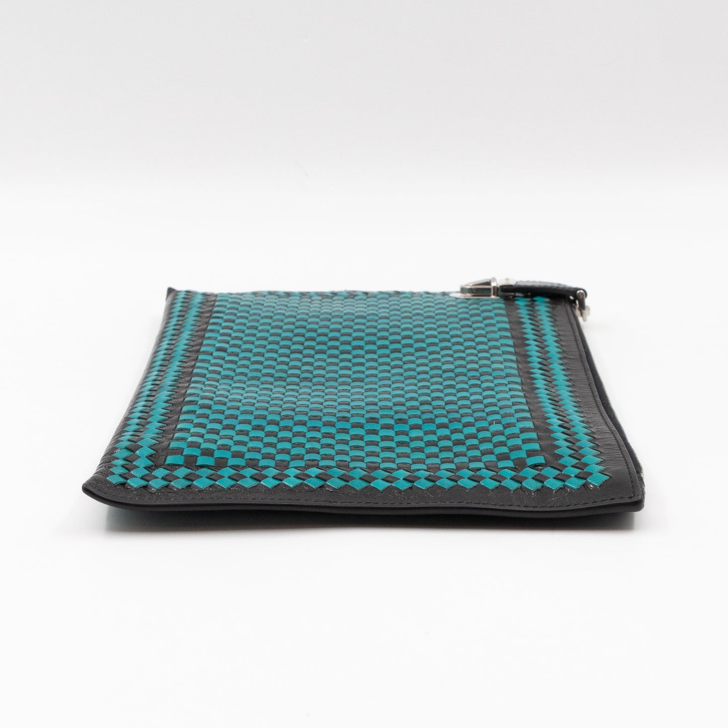 Madras Woven Clutch Turquoise and Black