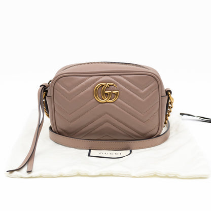 GG Marmont Mini Camera Bag Rose Beige Leather