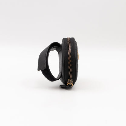 Wrist Pouch Animal Studs Black Leather