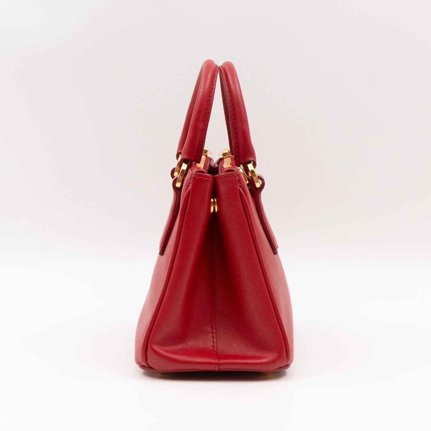 Galleria Micro Double Zip Red Saffiano