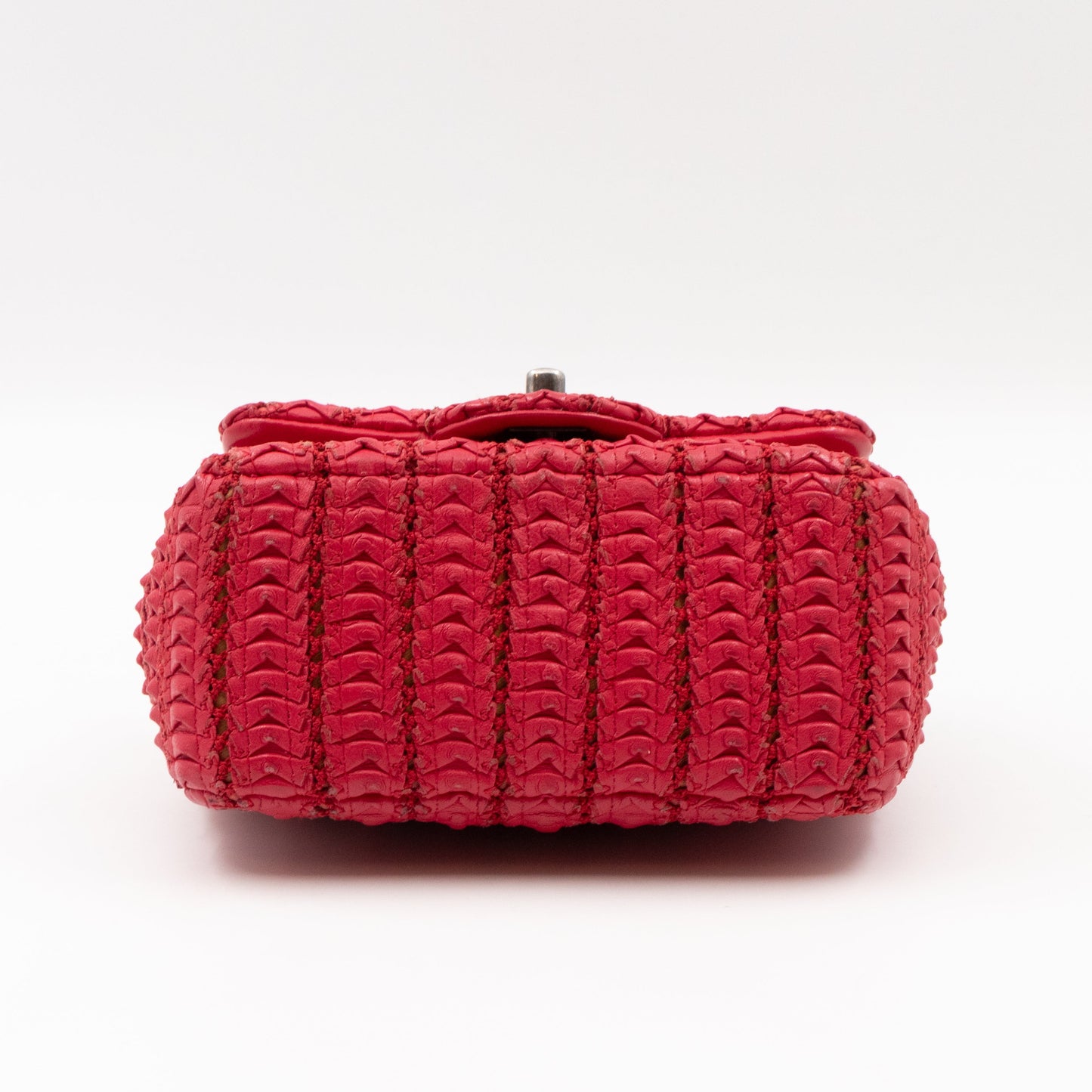Classic Flap Mini Square Crochet Lambskin Red