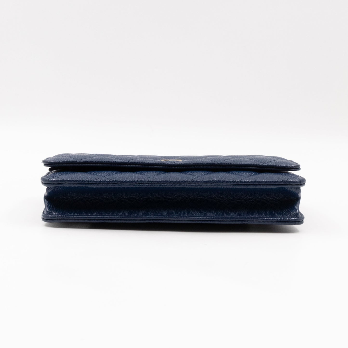 Classic Wallet On Chain Navy Blue Caviar Light Gold