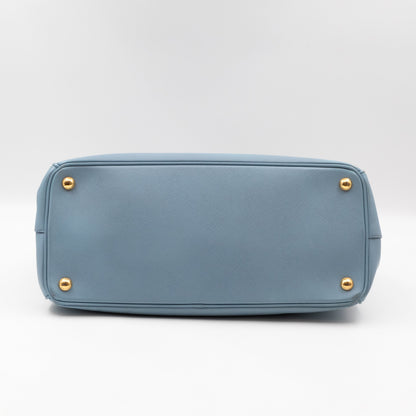 Galleria Large Double Zip Astral Blue Saffiano Leather