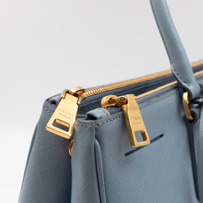 Galleria Large Double Zip Astral Blue Saffiano Leather
