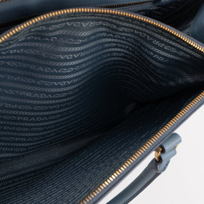 Galleria Large Double Zip Astral Blue Saffiano Leather