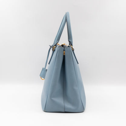 Galleria Large Double Zip Astral Blue Saffiano Leather