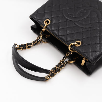 GST Grand Shopping Tote Black Caviar Gold