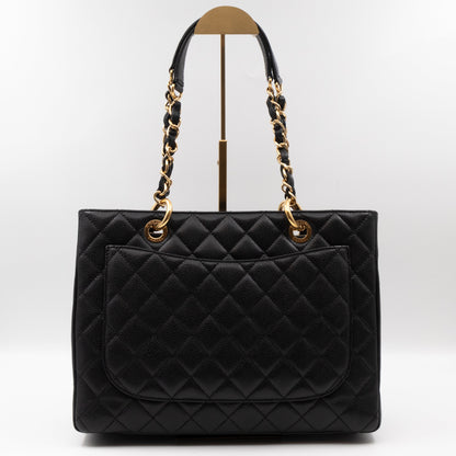 GST Grand Shopping Tote Black Caviar Gold