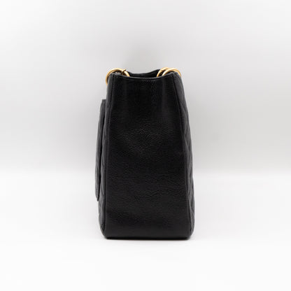 GST Grand Shopping Tote Black Caviar Gold
