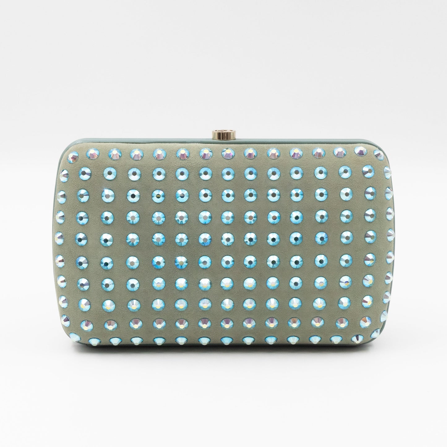 Broadway Blue Suede Crystal Embellished Clutch