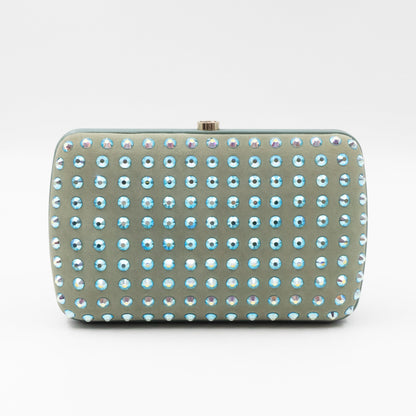 Broadway Blue Suede Crystal Embellished Clutch