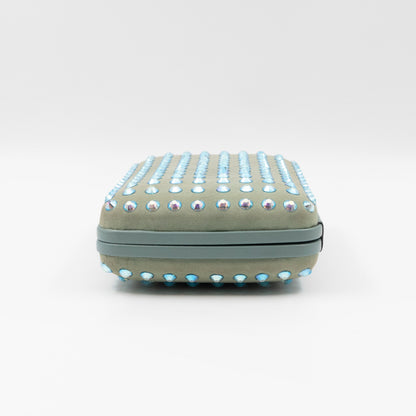Broadway Blue Suede Crystal Embellished Clutch