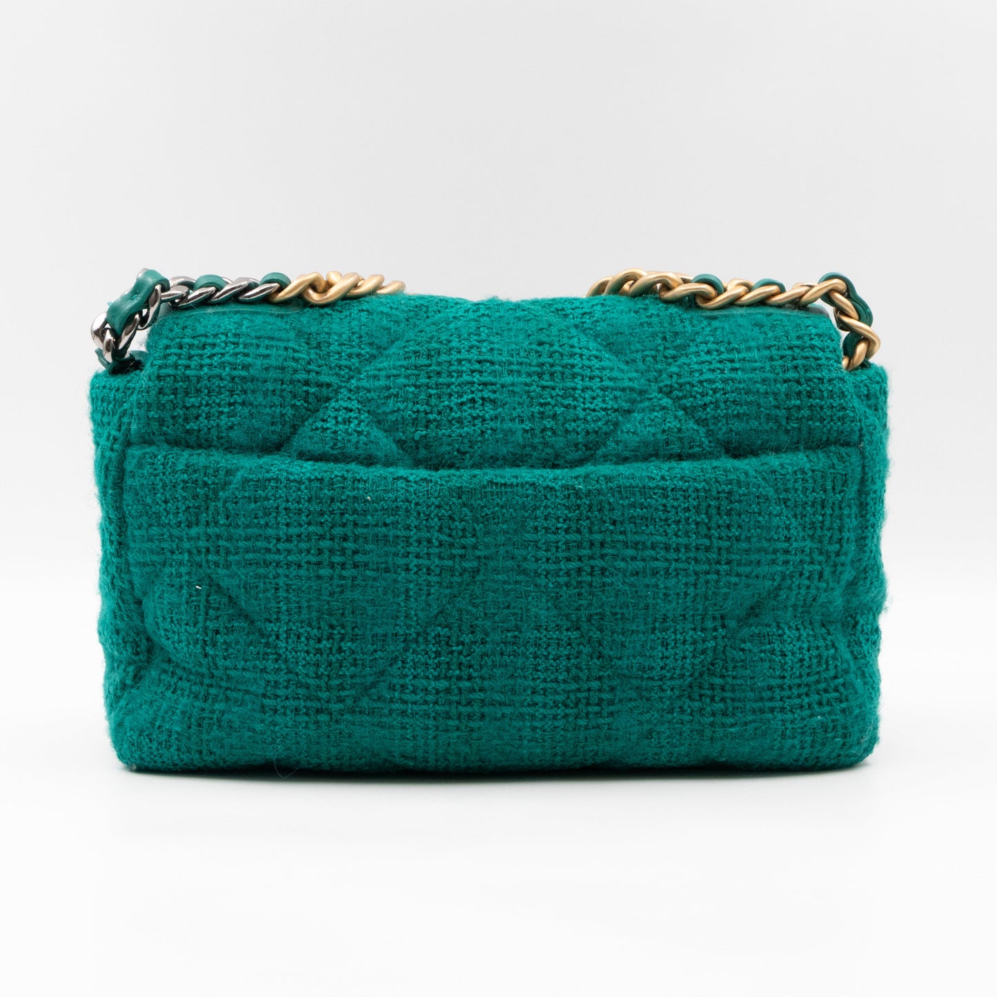 Chanel 19 Small Turquoise Tweed