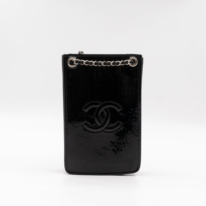 CC Phone Holder Crossbody Bag Black Patent Leather