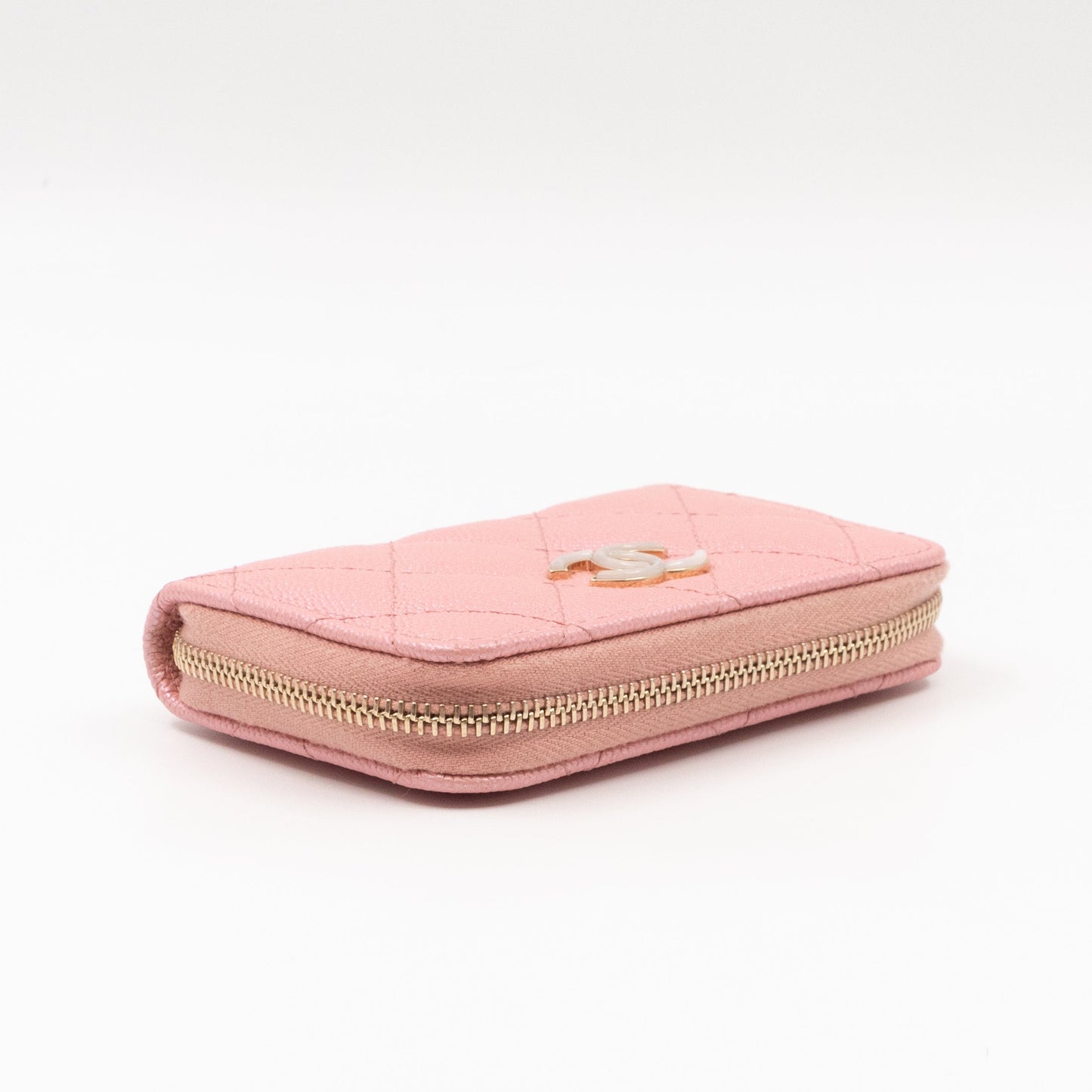 Zip Around Coin Purse Pearl Pink Caviar Leather