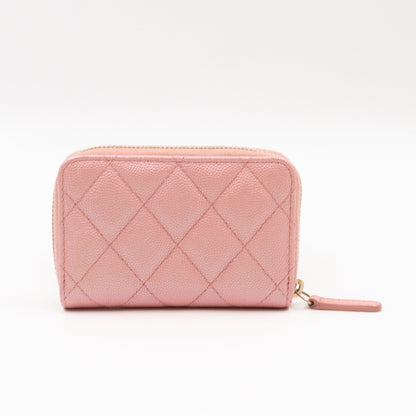 Zip Around Coin Purse Pearl Pink Caviar Leather