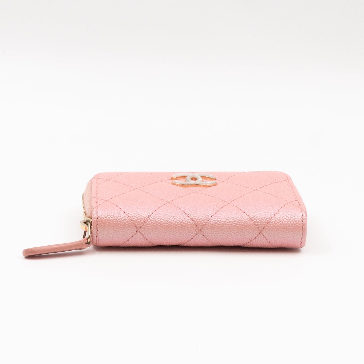 Zip Around Coin Purse Pearl Pink Caviar Leather