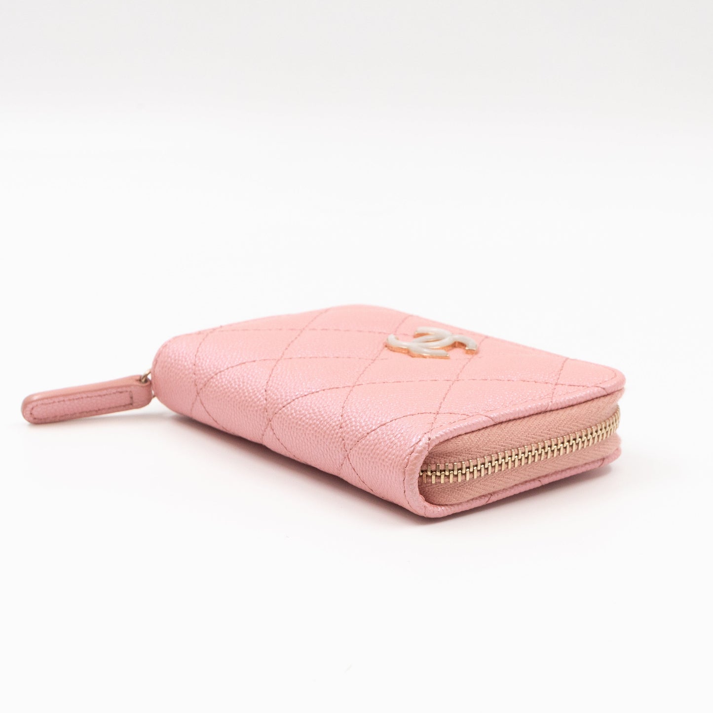 Zip Around Coin Purse Pearl Pink Caviar Leather