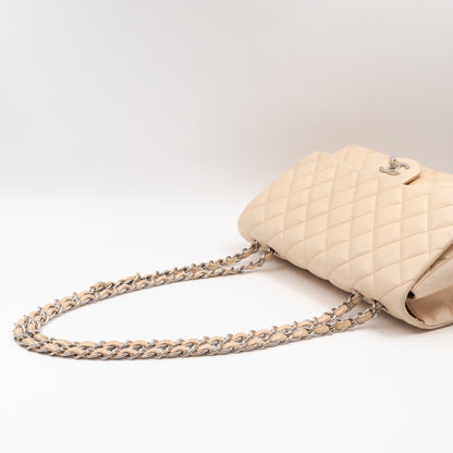 Classic Single Flap Jumbo Beige Leather