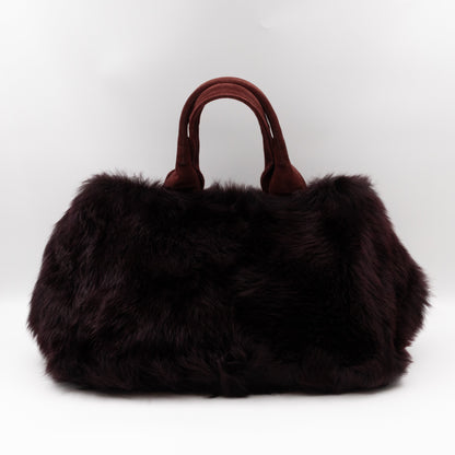 Eco Lapin Faux Fur Handbag Burgundy